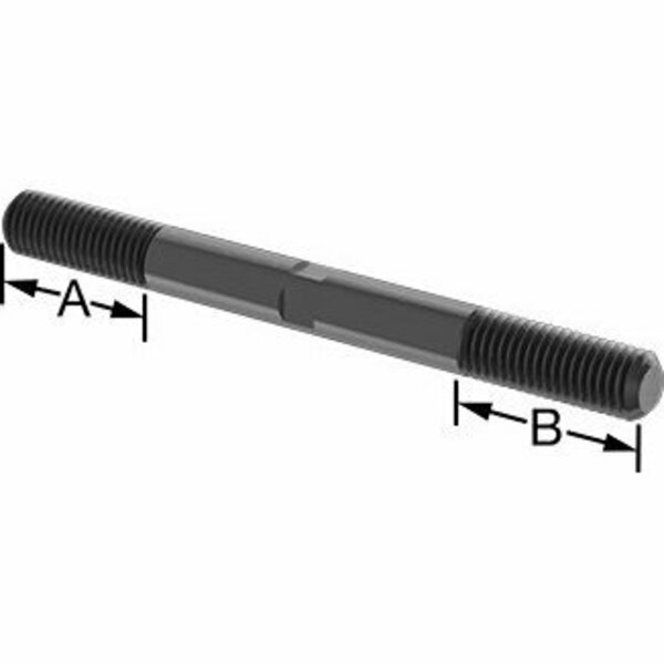 Bsc Preferred Black-Oxide Steel Threaded on Both Ends Stud 5/8-11 Thread Size 7 Long 1-3/4 Long Threads 90281A820